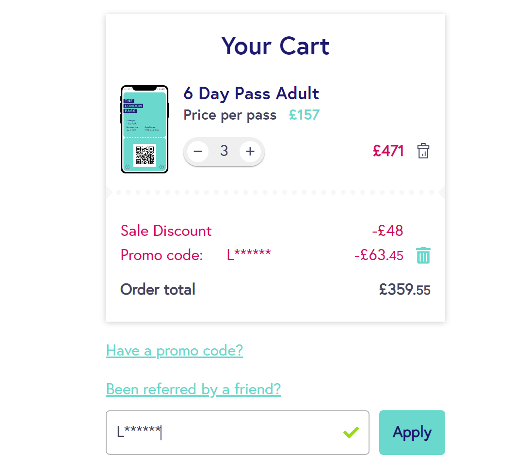 image of the London Pass Promo Code discount page